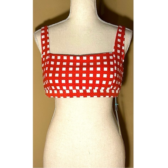 NEW Size 12 Sea Level Swim Le Damier Red Orange Gingham Underwire Swim Top - Picture 2 of 13